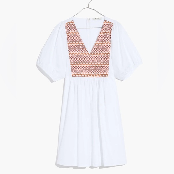 Madewell NNT Embroidered Poplin V-Neck Mini Dress SIZE XL with pockets - Picture 4 of 14